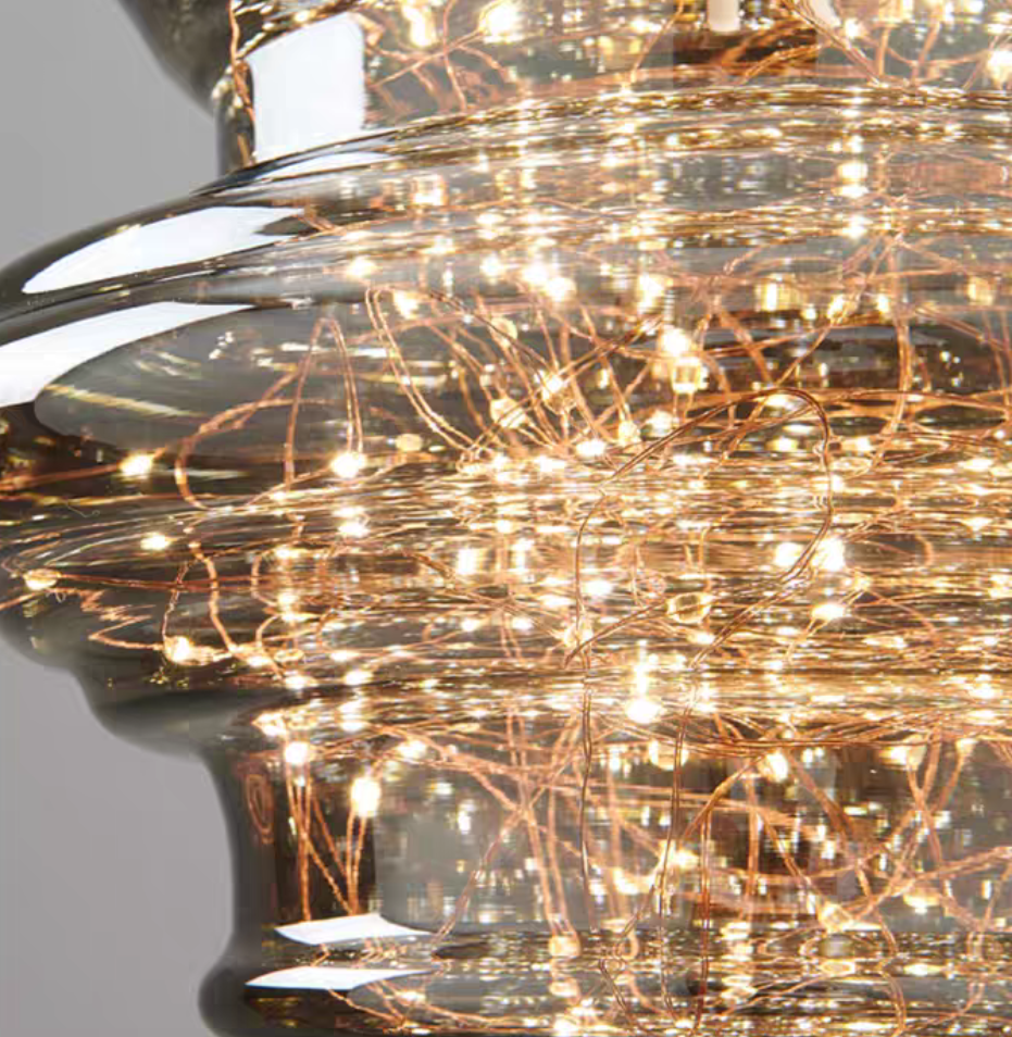 NebulaGlow™ Pendelleuchte – Elegante graue Glas-Hängelampe mit Messing für Esszimmer & Küche (LED)