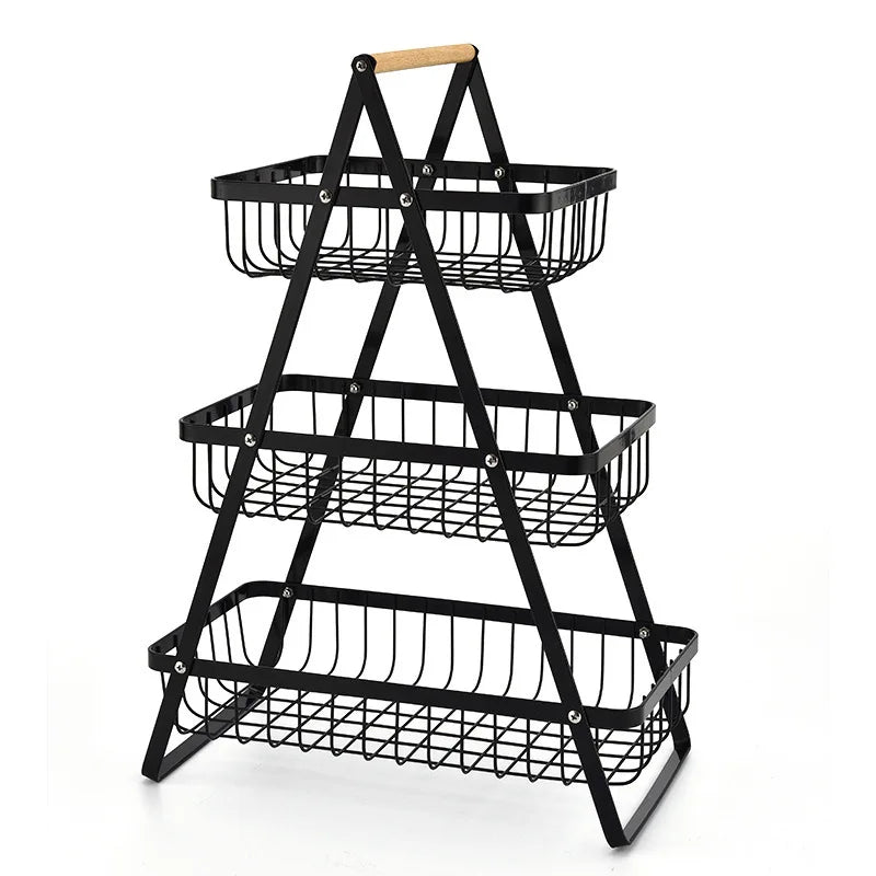 CascadeCharm™ – Moderner 3-stufiger Obstkorb aus Stahl | Platzsparende Küchenorganisation