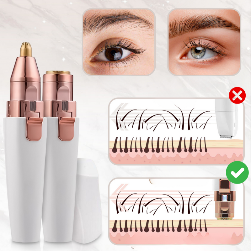 FlawlessBrow™ – Dual Trimmer für präzise Augenbrauen- & Gesichtspflege mit LED & USB-Aufladung
