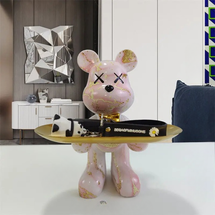 BearCraft™ – Moderne Bärenfigur mit Tablett, Stilvolle Deko & Ablage, 20 cm