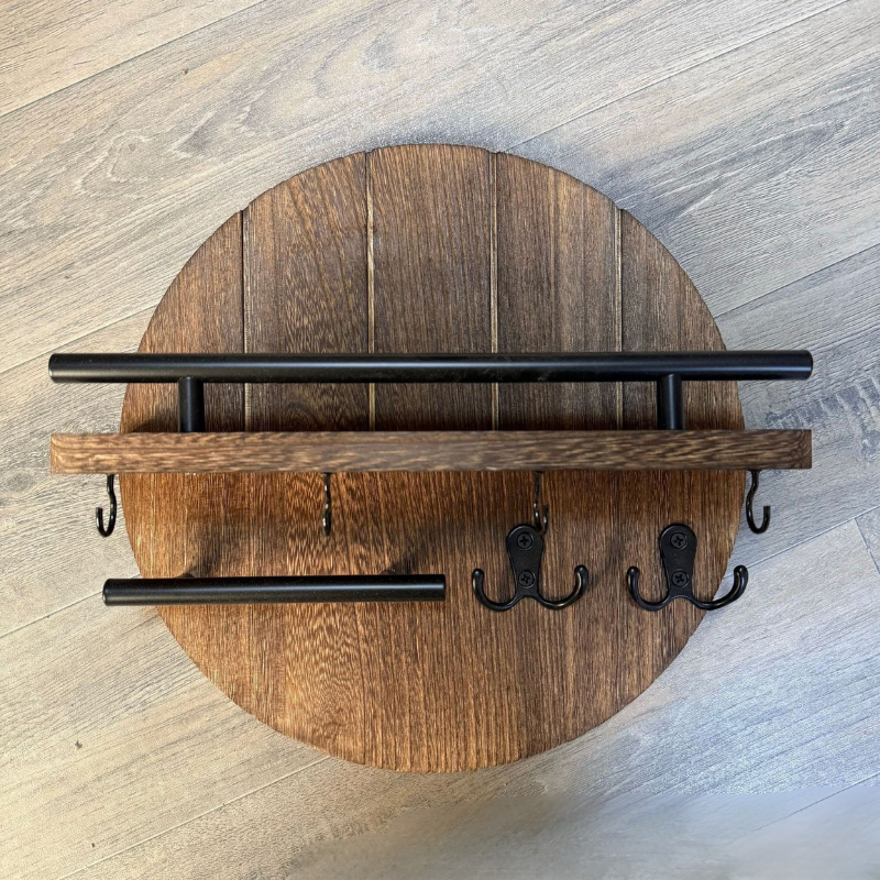 WoodLoop™ Schlüsselhalter Holz & Bambus – Wandmontage Organizer, 30×12 cm, 2 Ebenen, nachhaltig & modern