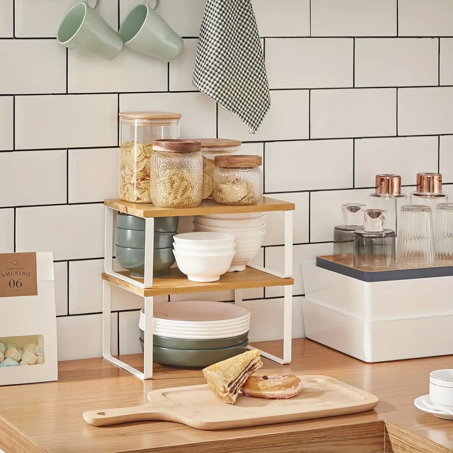 SpiceTidy™ – 2er Set stapelbare Küchenregale | Ordnung & mehr Stauraum für deine Küche