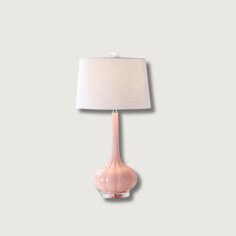 PureGlow™ Tischlampe – Elegante Keramik-Designlampe mit weißem Stoffschirm