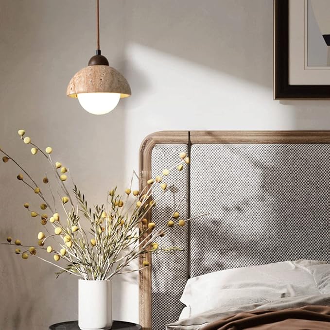 MarbleGlow™ Pendelleuchte – Design-Hängelampe aus Naturmarmor & Walnussholz (LED, E27/G9)