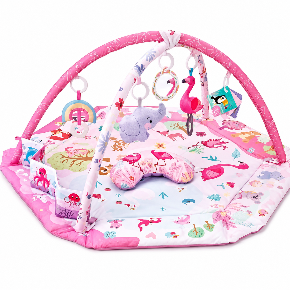 8-in-1 Baby Play Mat™ – Spieldecke mit 6 abnehmbaren Sinnes-Spielzeugen | Weiche Schaumstoff-Spielmatte zur frühen Entwicklung