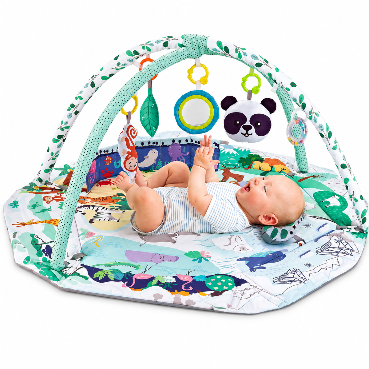 8-in-1 Baby Play Mat™ – Spieldecke mit 6 abnehmbaren Sinnes-Spielzeugen | Weiche Schaumstoff-Spielmatte zur frühen Entwicklung