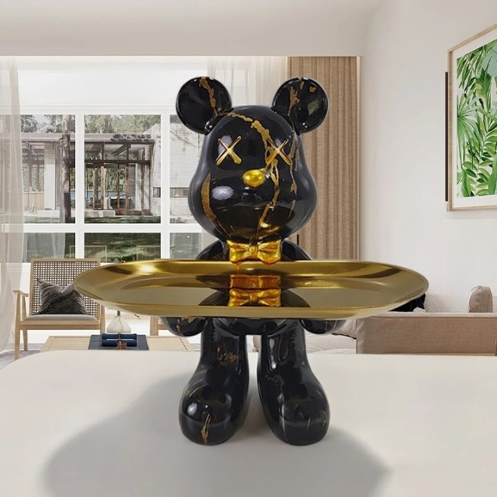 BearServe™ – Stilvolle Bären-Skulptur mit Ablage | Dekorative Aufbewahrung & Servierschale