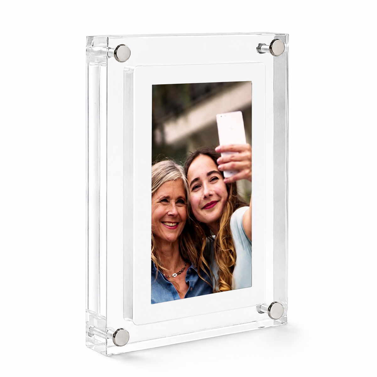 AcrylicAura™ – Digitaler Bilderrahmen aus Acryl | Fotos & Videos automatisch abspielen (854×480) - Less Goods