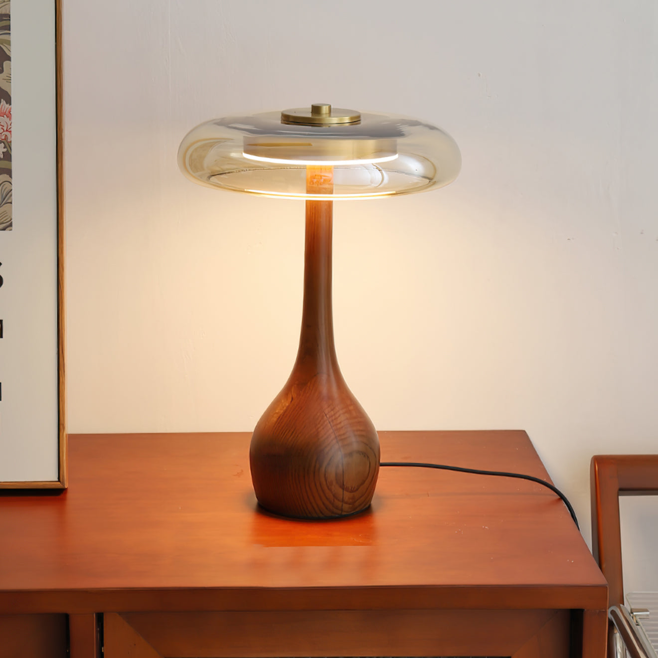 LumiWood™ Tischlampe – Elegante LED-Designlampe aus Holz & Messing mit 3 Lichtfarben