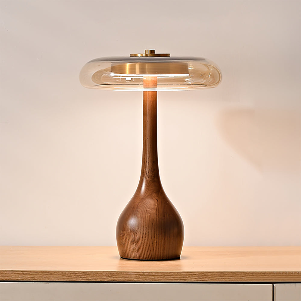 LumiWood™ Tischlampe – Elegante LED-Designlampe aus Holz & Messing mit 3 Lichtfarben