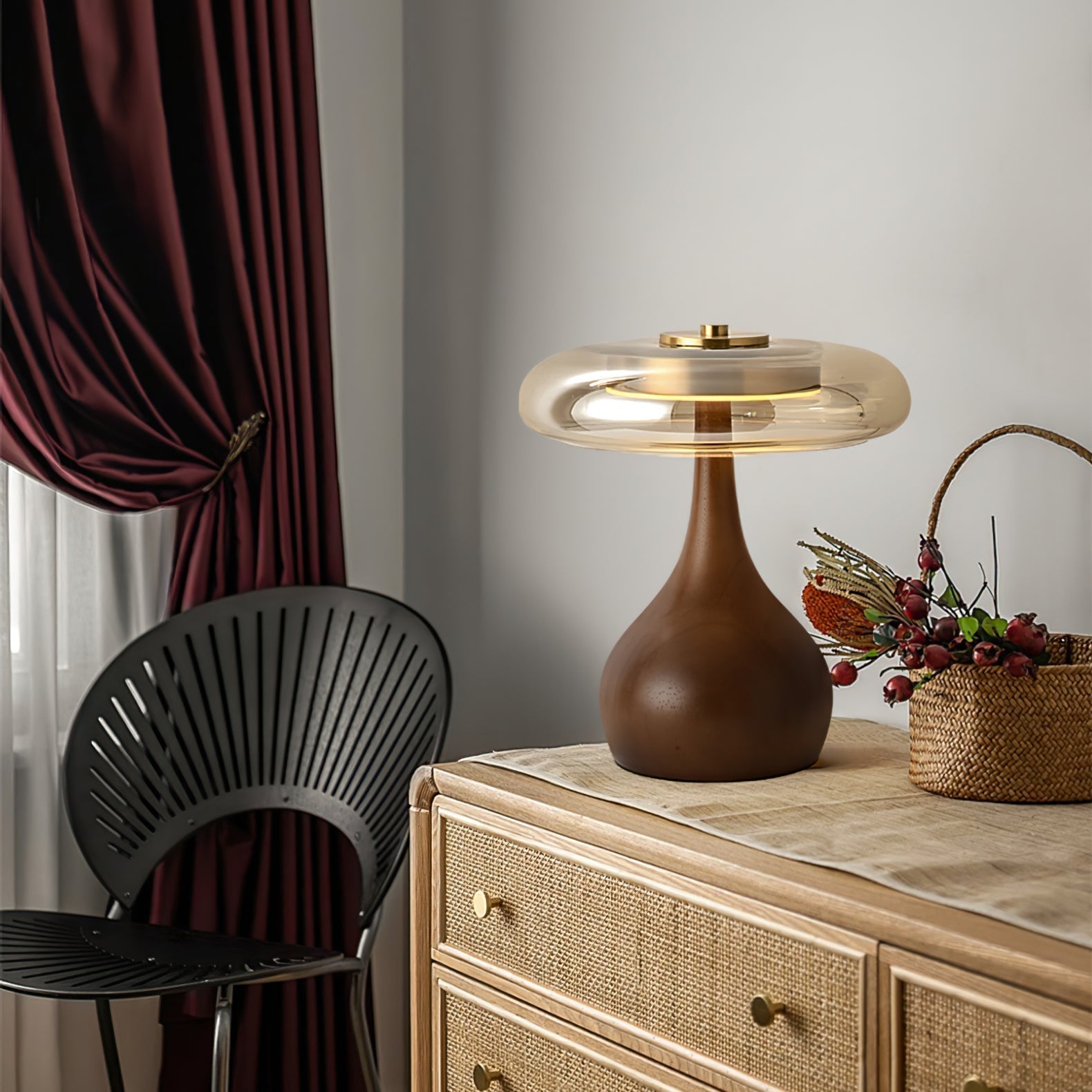 LumiWood™ Tischlampe – Elegante LED-Designlampe aus Holz & Messing mit 3 Lichtfarben