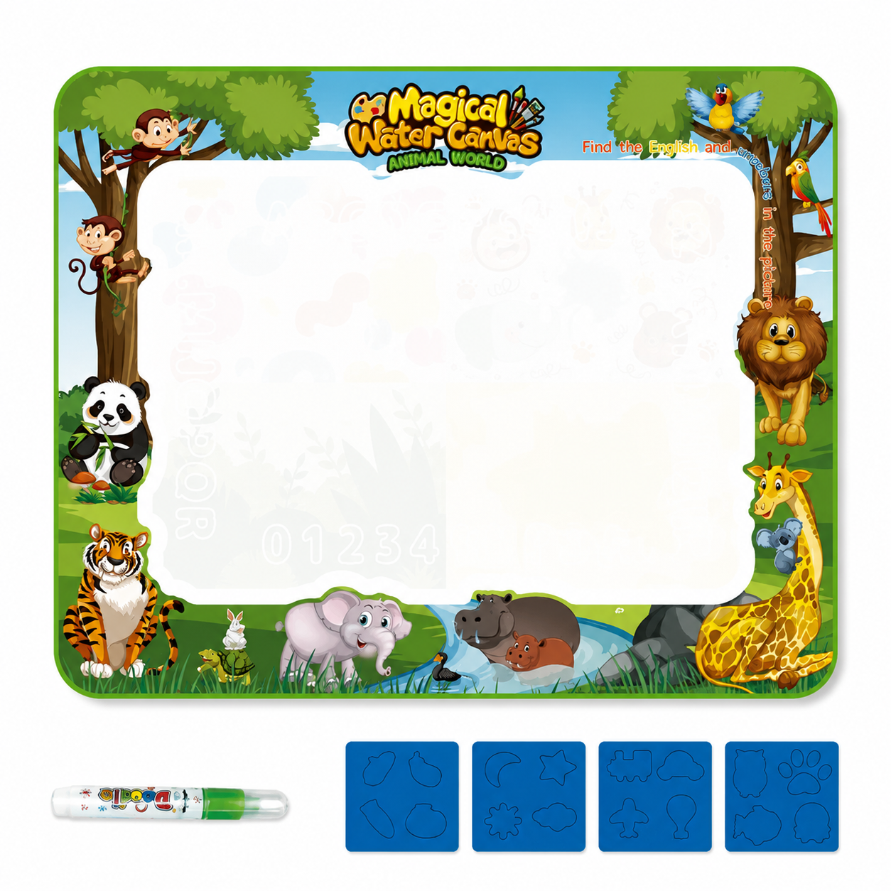 AquaDoodlePro™ – XXL Wasser-Malmatte für Kinder | Sauberes Zeichnen, mehrere Größen & kreative Aqua-Doodle Motive
