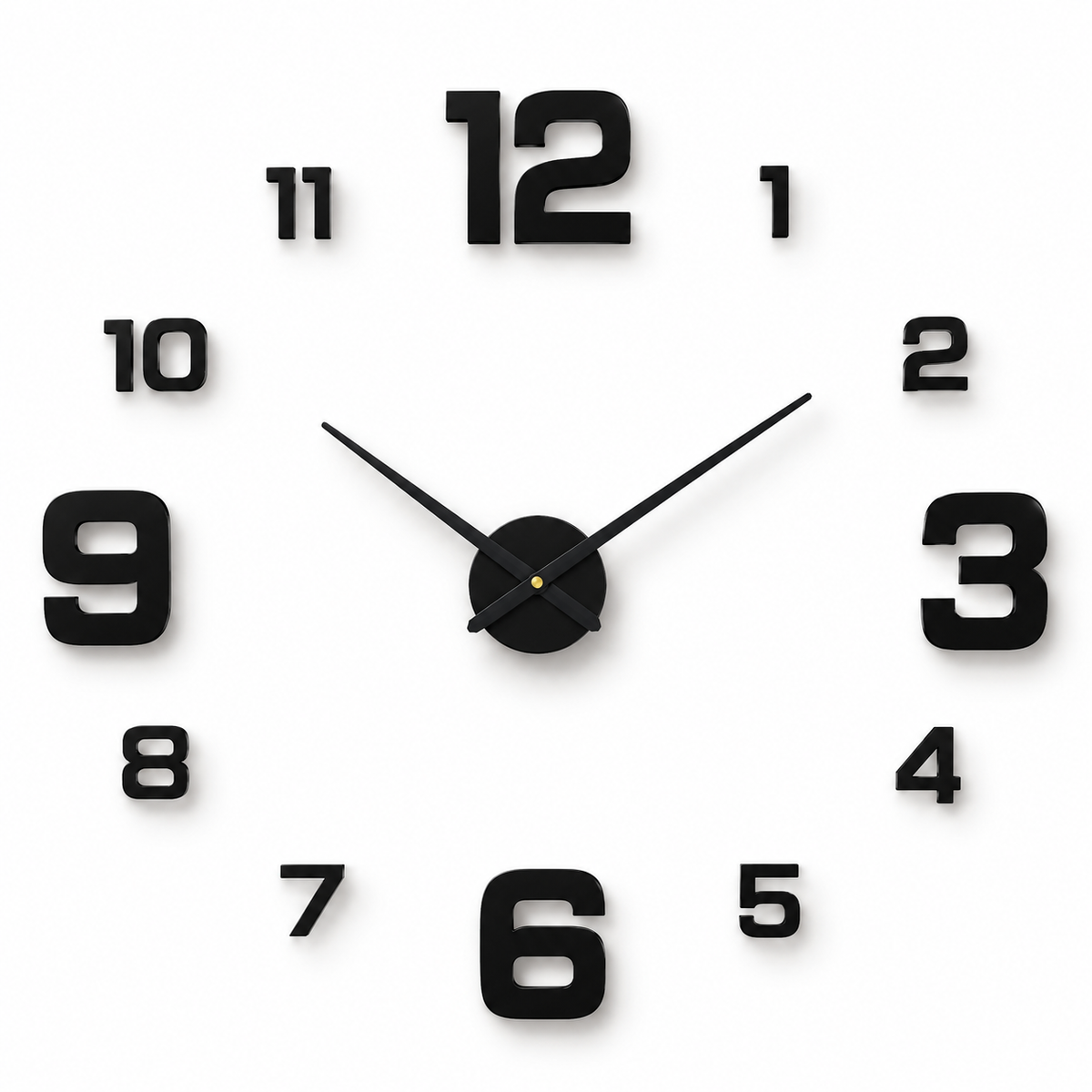 ArtisticTick™ Moderne Statement-Wanduhr – 40 cm, Kreatives Design, Schwarz Matt, Quarzwerk - Less Goods