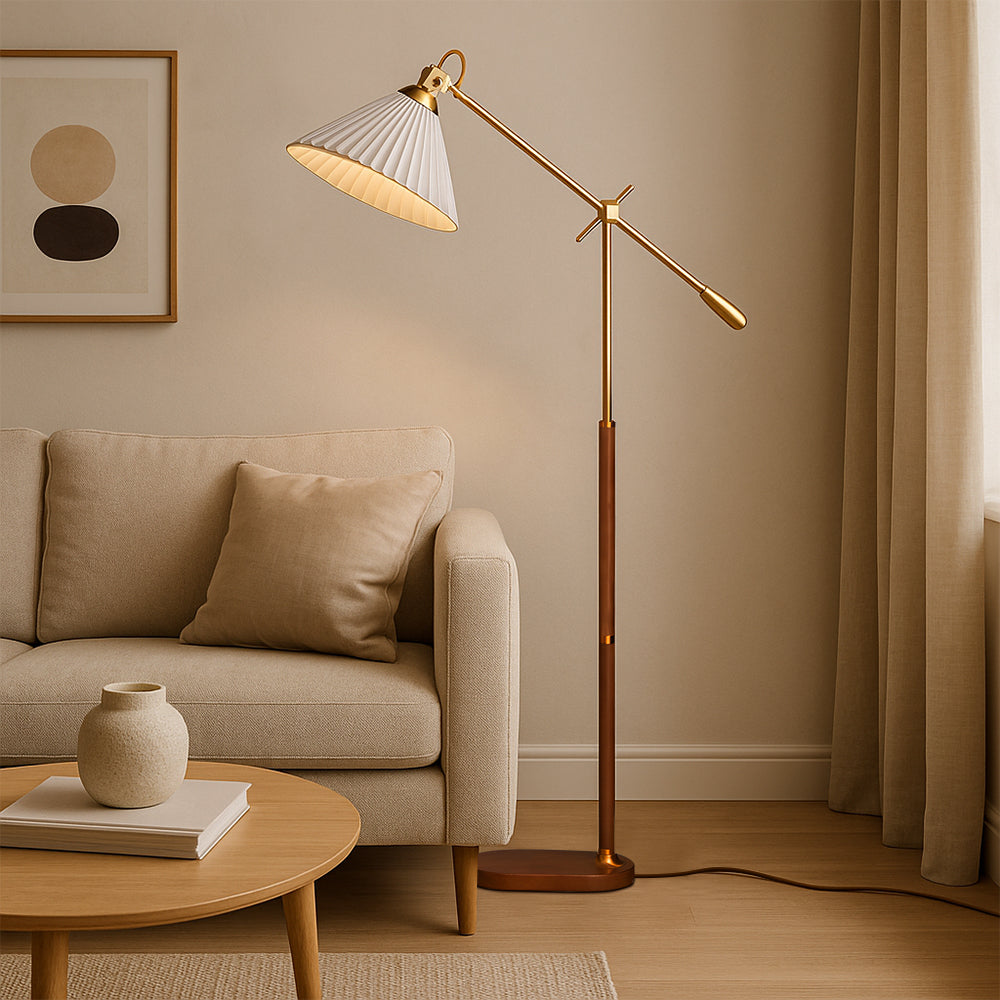 Capistral™ Vintage Floor Lamp – Elegante Stehlampe aus Holz & Messing