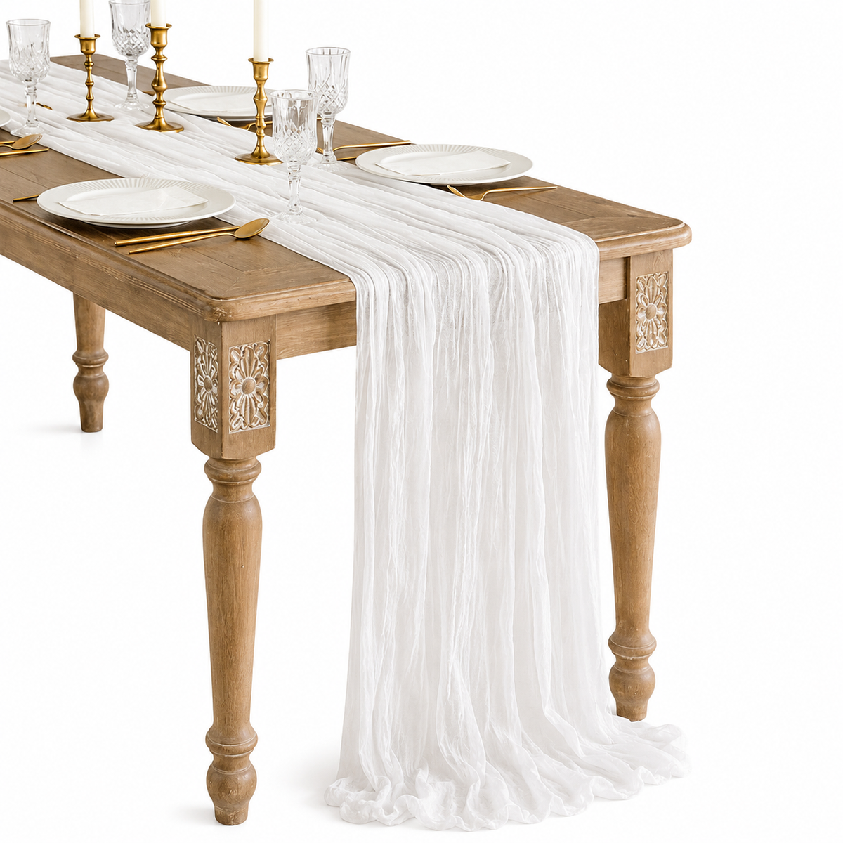 BlushGauze™ – Elegante Tischläufer aus Baumwoll-Cheesecloth | Set aus 10 Stück - Less Goods