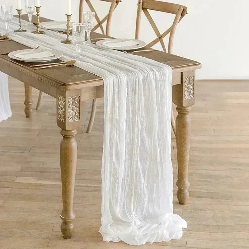 BlushGauze™ – Elegante Tischläufer aus Baumwoll-Cheesecloth | Set aus 10 Stück