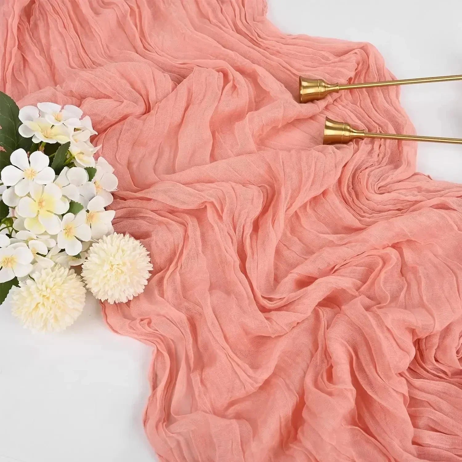 BlushGauze™ – Elegante Tischläufer aus Baumwoll-Cheesecloth | Set aus 10 Stück