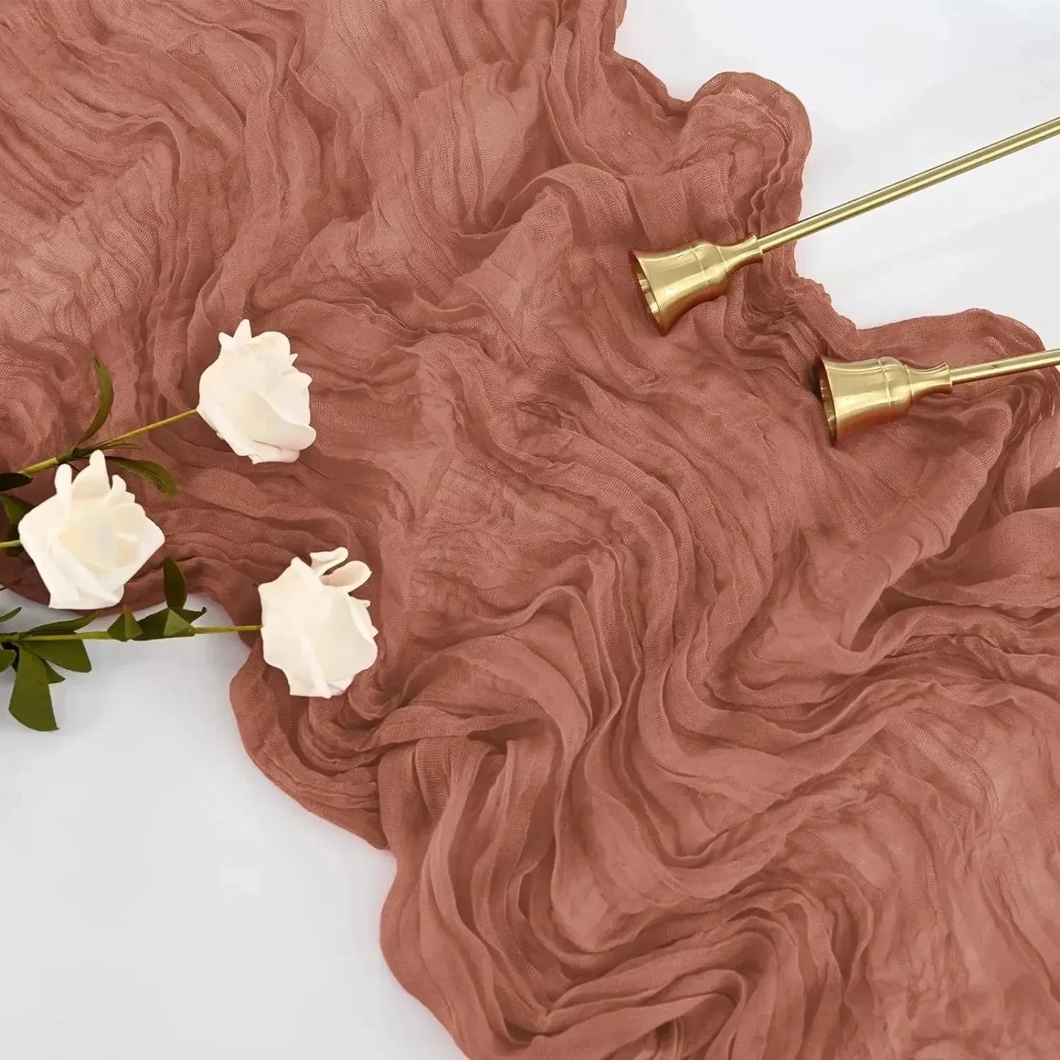 BlushGauze™ – Elegante Tischläufer aus Baumwoll-Cheesecloth | Set aus 10 Stück
