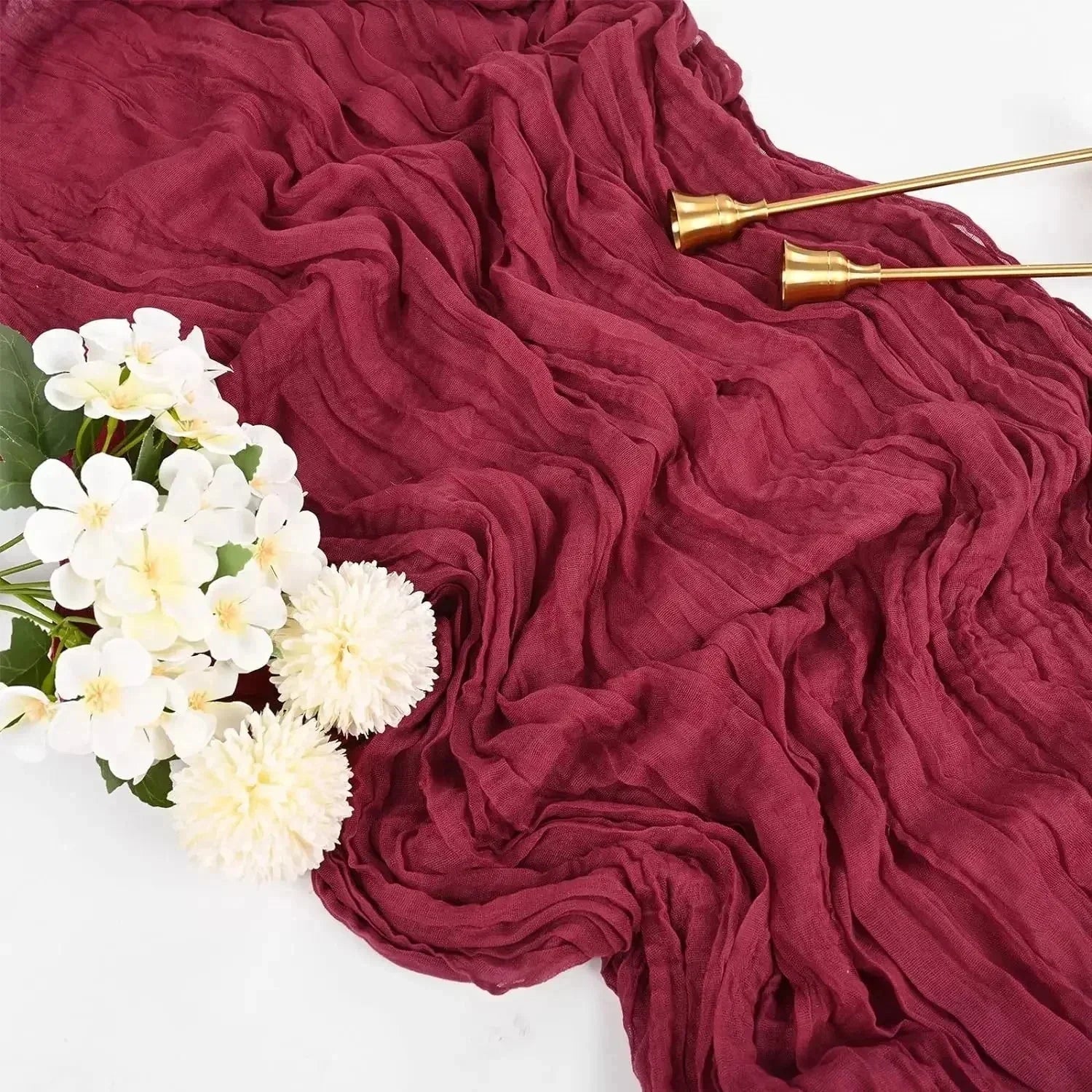 BlushGauze™ – Elegante Tischläufer aus Baumwoll-Cheesecloth | Set aus 10 Stück