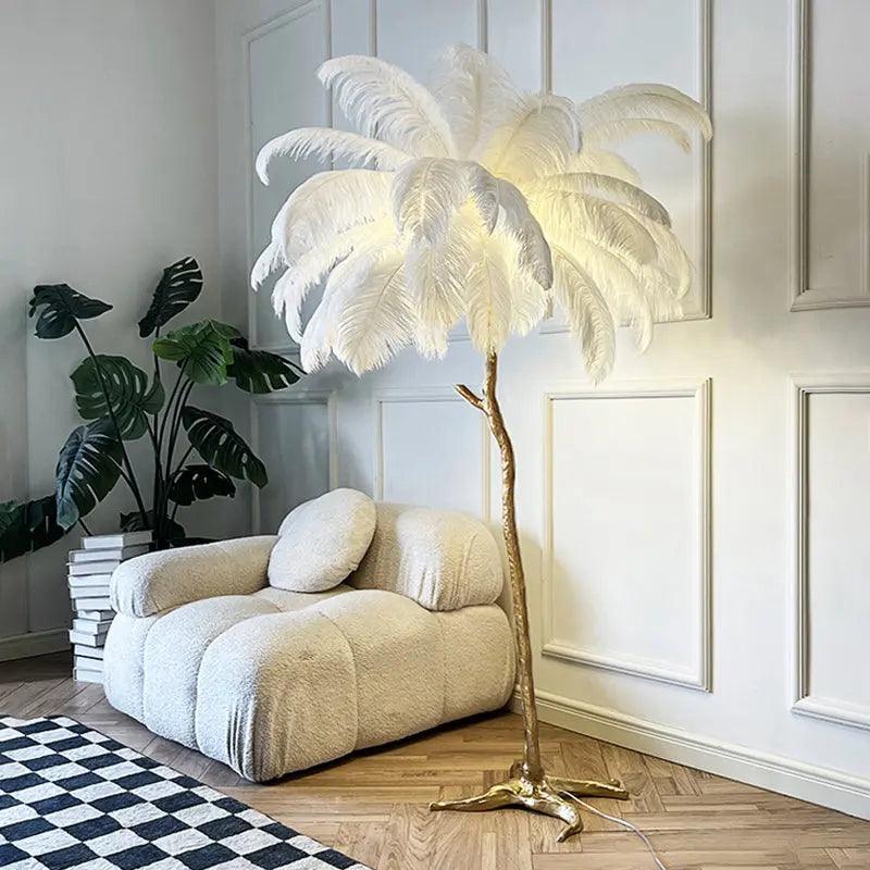 LuxeOstral™ Nordic Ostrich Feather Floor Light – Luxus Stehlampe mit Straußenfedern & LED-Licht