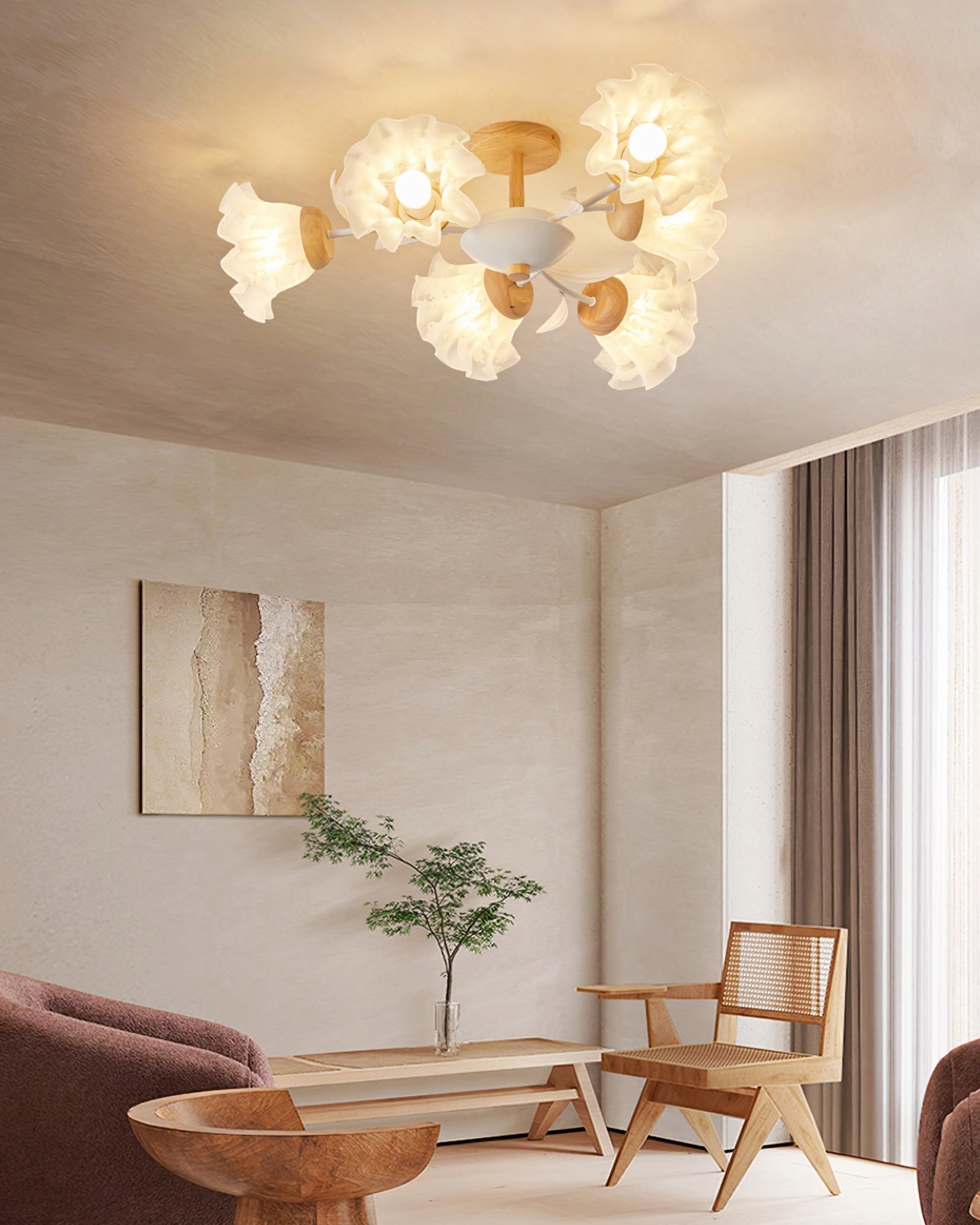 FlowerAura™ Deckenleuchte – Florale Design-Deckenlampe aus Holz, Metall & Acryl