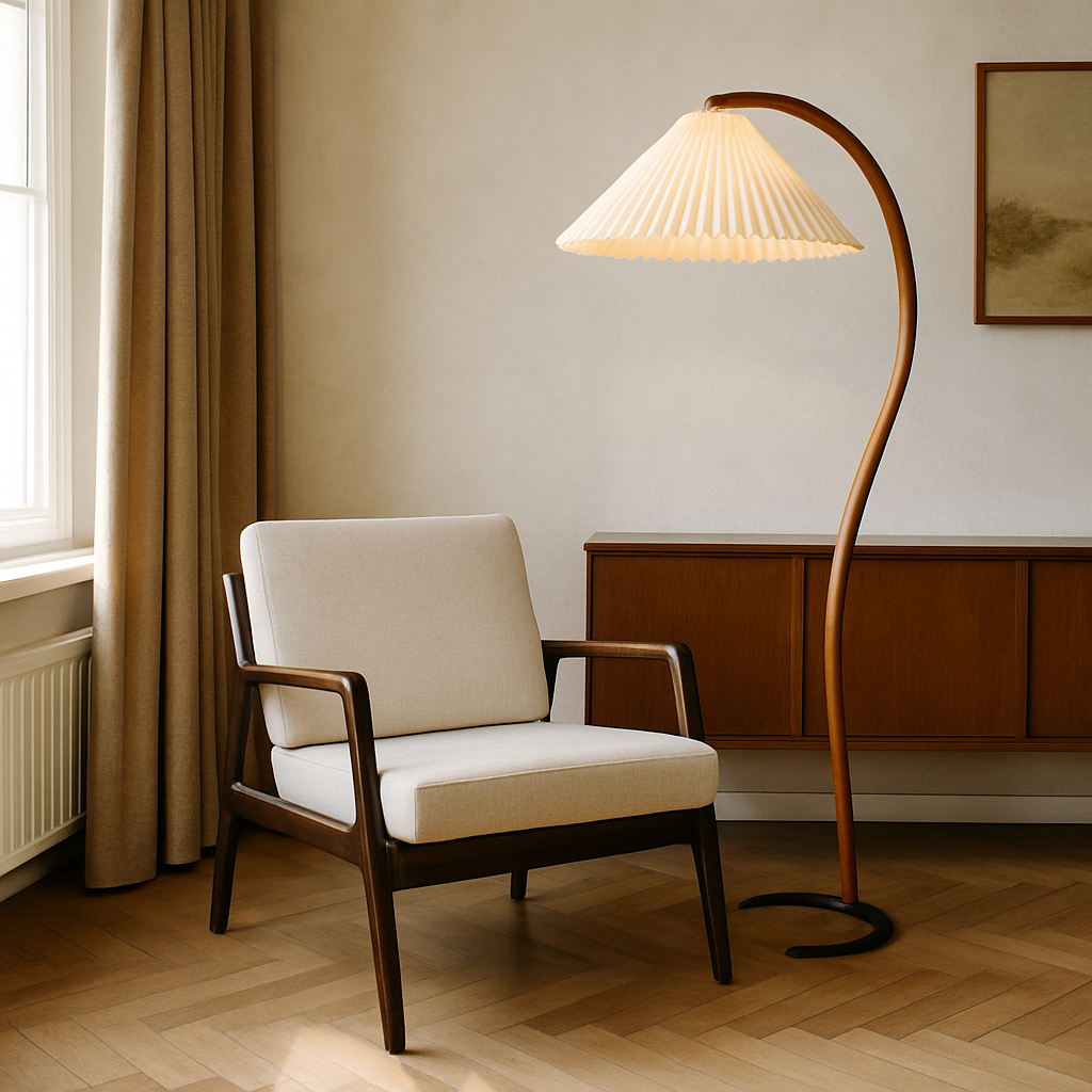 Erynt™ Vintage Style Caprani Floor Lamp – Skandinavische Design-Stehlampe aus Buchenholz