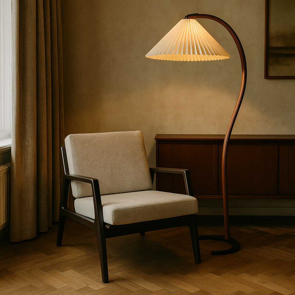 Erynt™ Vintage Style Caprani Floor Lamp – Skandinavische Design-Stehlampe aus Buchenholz