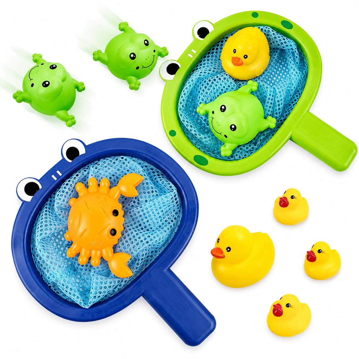 CatchiTots™ Angel-Badespielzeug Set | Netz & Schwimmtiere für Kleinkinder | Interaktives Wasserspielzeug ab 18 Monaten