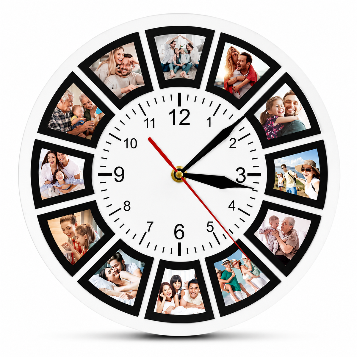 ChronoFrame™ – Personalisierbare Fotocollage-Wanduhr mit 12 Erinnerungen - Less Goods