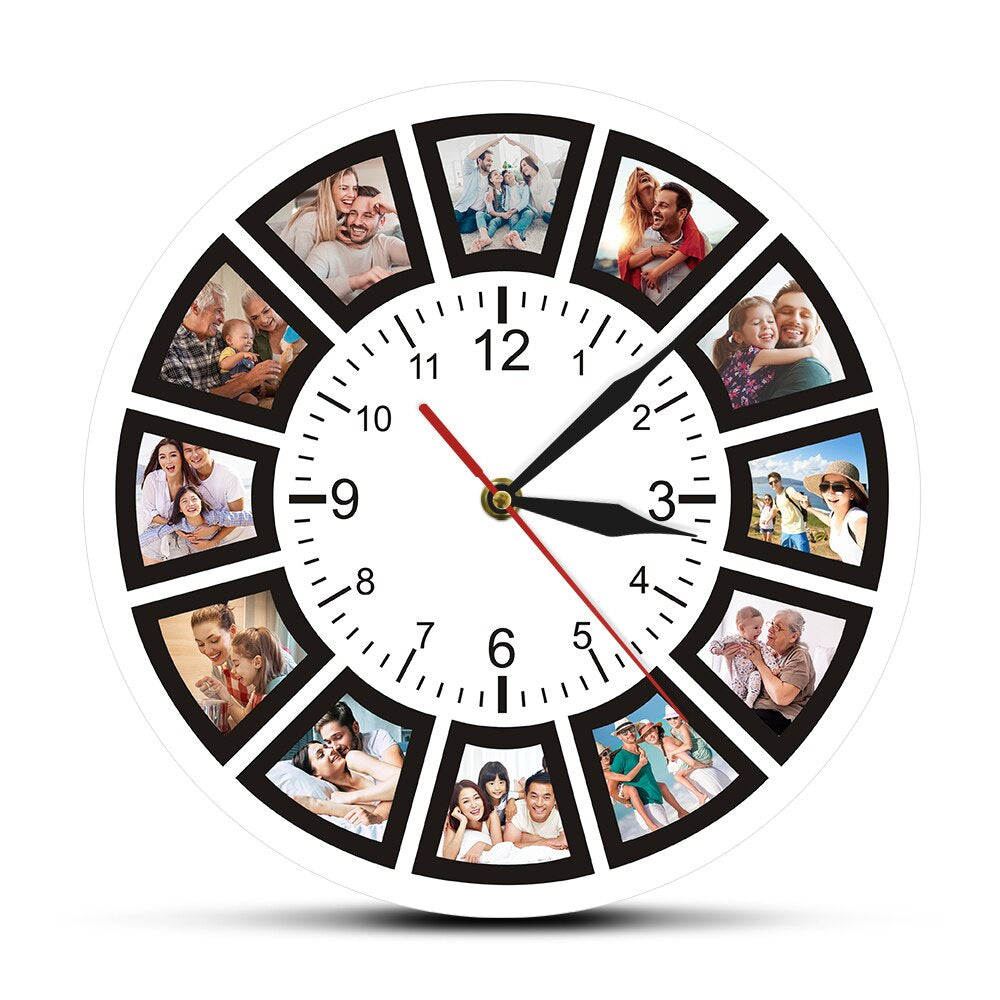 ChronoFrame™ – Personalisierbare Fotocollage-Wanduhr mit 12 Erinnerungen