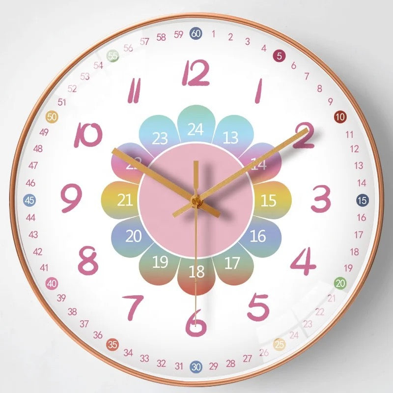 TimeMate™ – Bunte Kinder-Wanduhr zum Zeitlernen | 20 cm | Geräuschlos & Einfache Installation