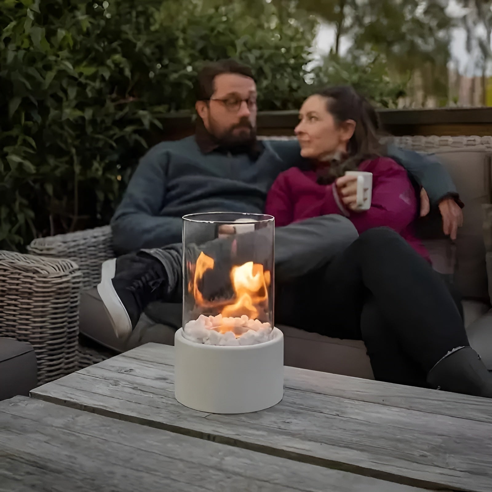 HeatWave™ Portable Mini Fireplace – Tragbarer Bioethanol-Tischkamin für Garten & Balkon