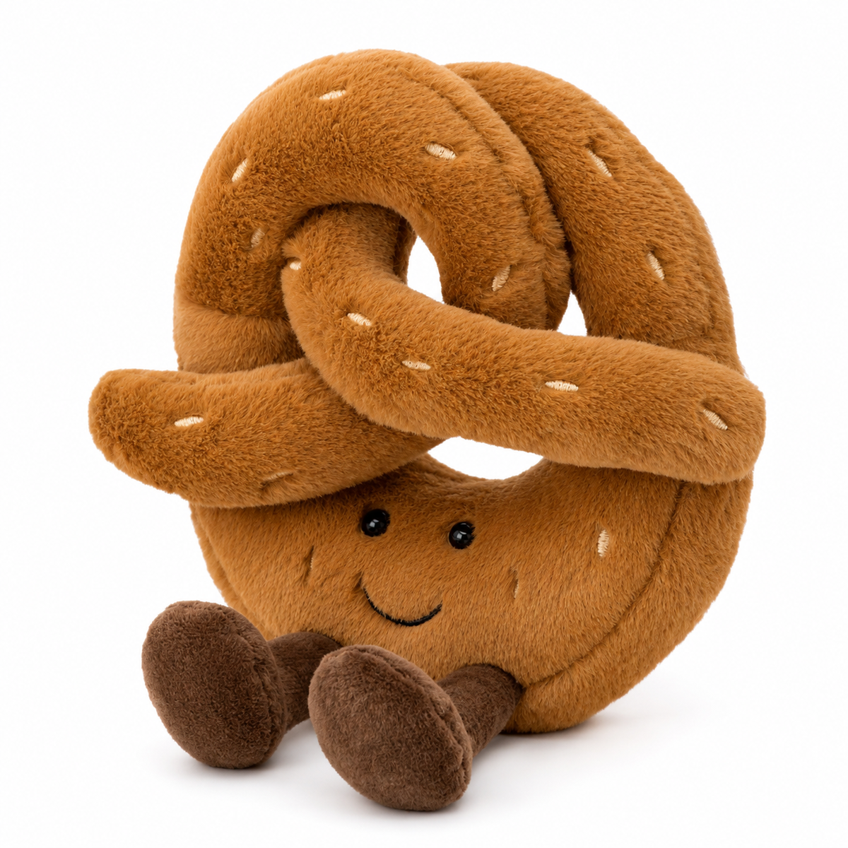 CroissantCuddle™ Brezel Plüsch Spielzeug – Weiches Kuscheltier aus Premium Stoff, Braun & Creme