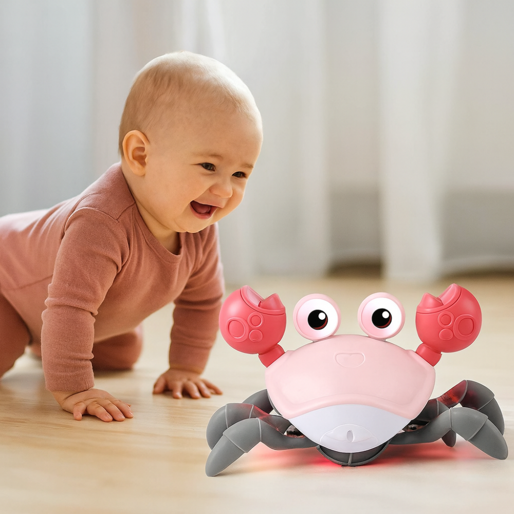 CrustaceanJoy™ Krabbelnde Krabbe Babyspielzeug – Interaktives Musik- & Lichtspielzeug zum Krabbelnlernen