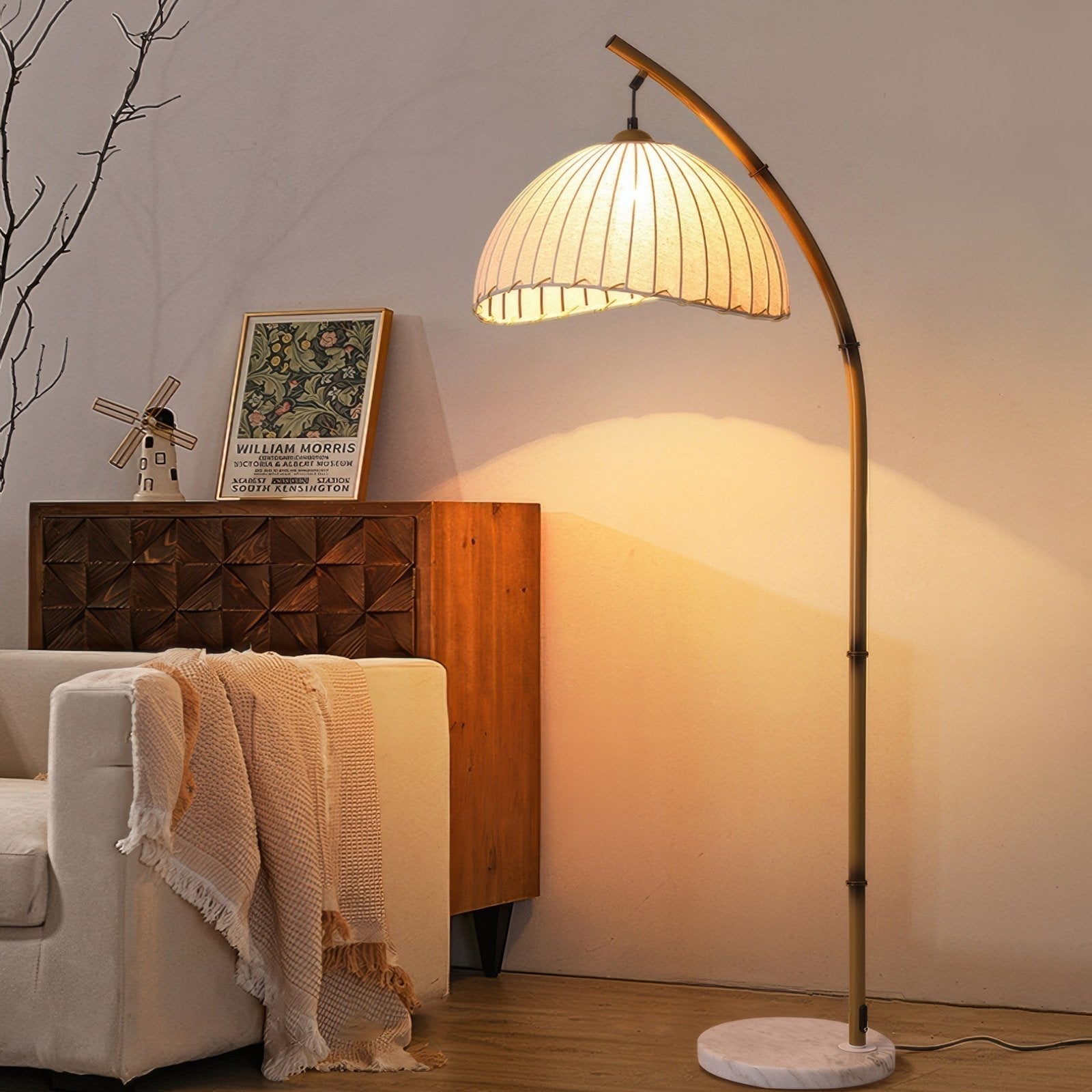 Lixan™ Retro Cultural Bamboo Floor Lamp – Design-Stehlampe aus Bambus mit Stoffschirm