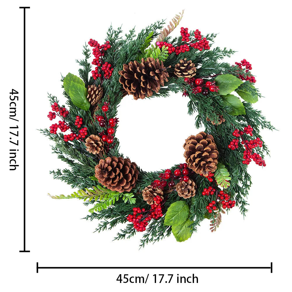 CypressBerry™ – Festlicher Weihnachtskranz mit roten Beeren | Klassische Winter-Türdekoration