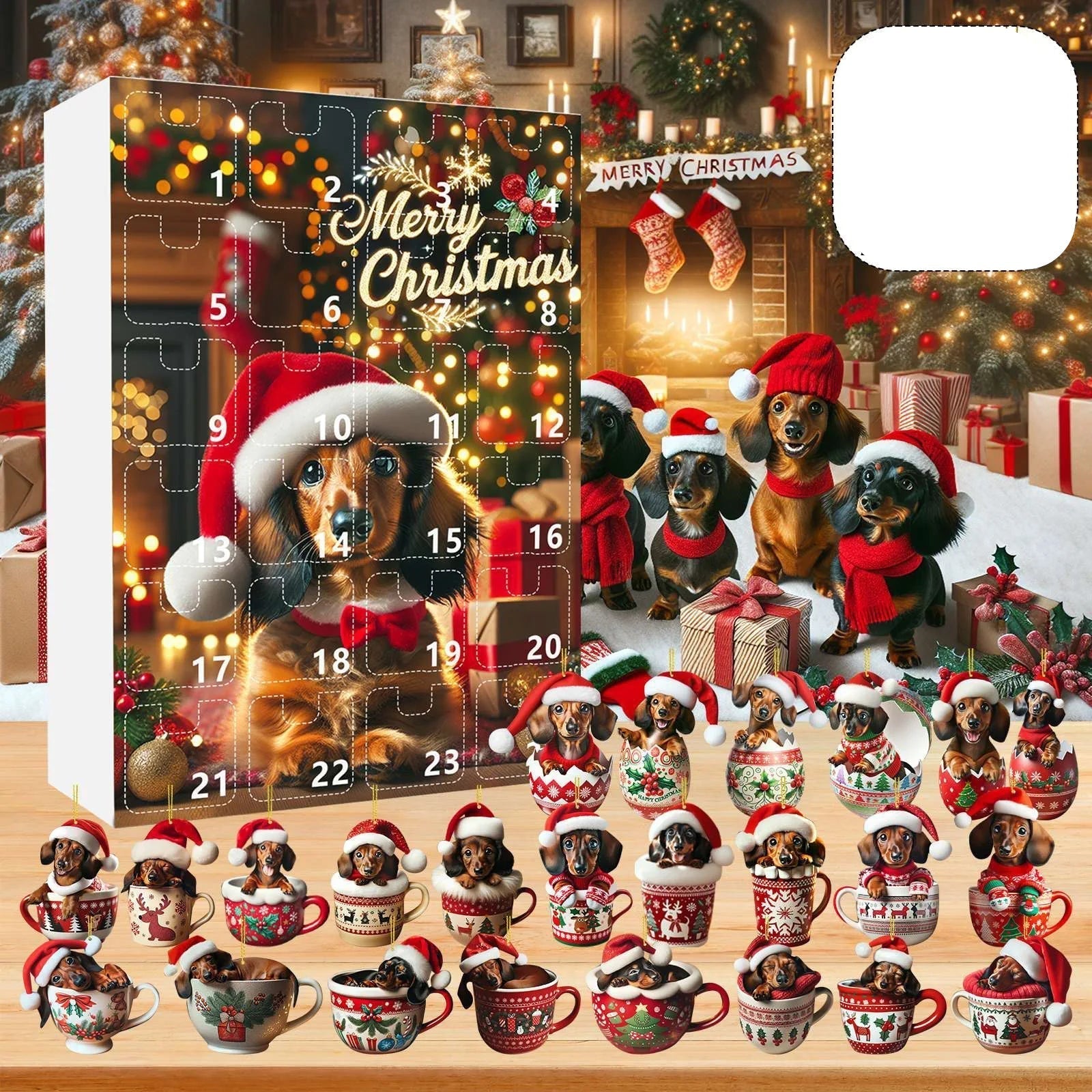 Dachshund Charm™ – Acryl Adventskalender mit Dackel-Motiv | 24-Tage Weihnachts-Countdown