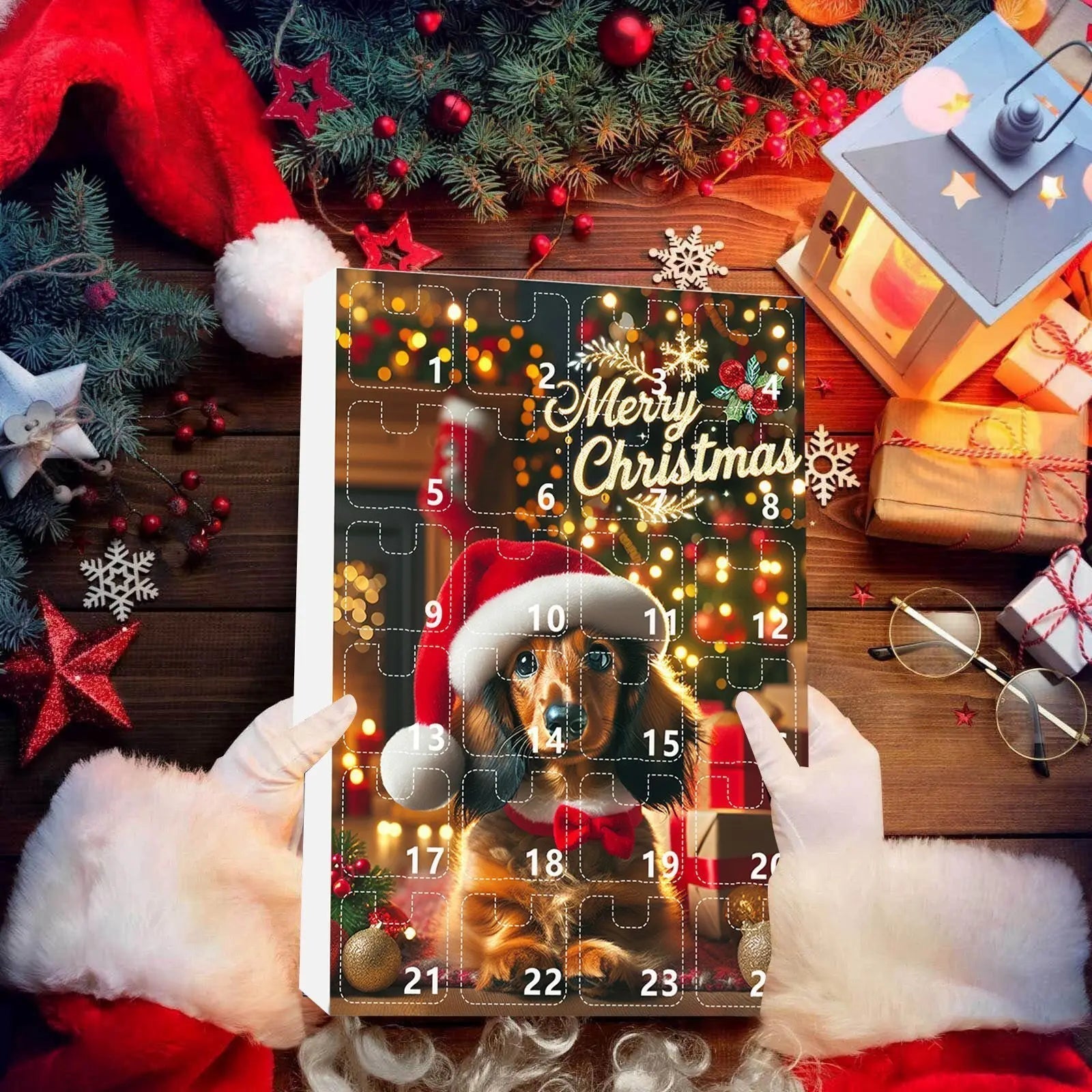Dachshund Charm™ – Acryl Adventskalender mit Dackel-Motiv | 24-Tage Weihnachts-Countdown
