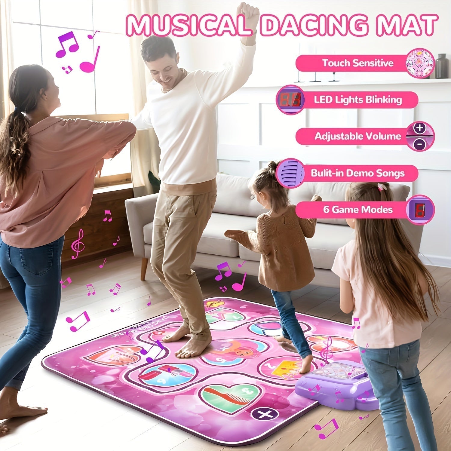 DanceJoy™ – Interaktive Tanzmatte für Mädchen | Pinke Spielmatte mit Punktefunktion & Musik (ab 3 Jahren)