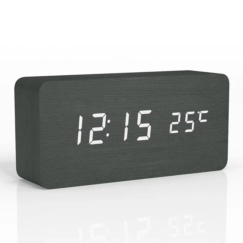 EcoWood™ – Digitale Holz-Weckeruhr mit LED-Display für ruhigen Schlaf