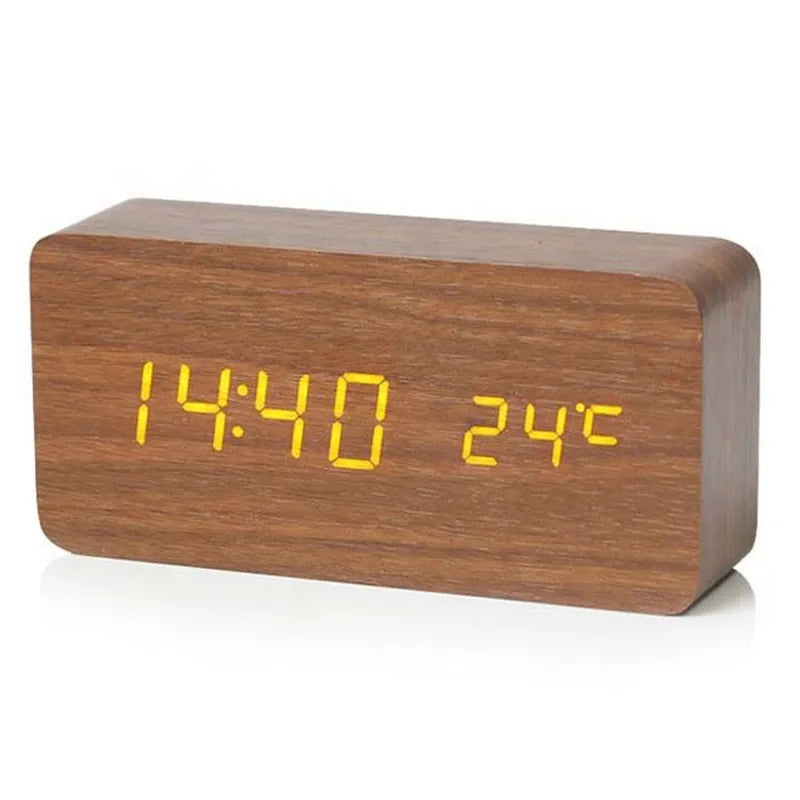 EcoWood™ – Leiser digitaler Holz-Wecker mit LED-Display & Temperaturanzeige