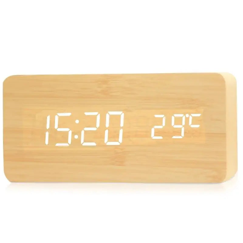 EcoWood™ – Leiser digitaler Holz-Wecker mit LED-Display & Temperaturanzeige