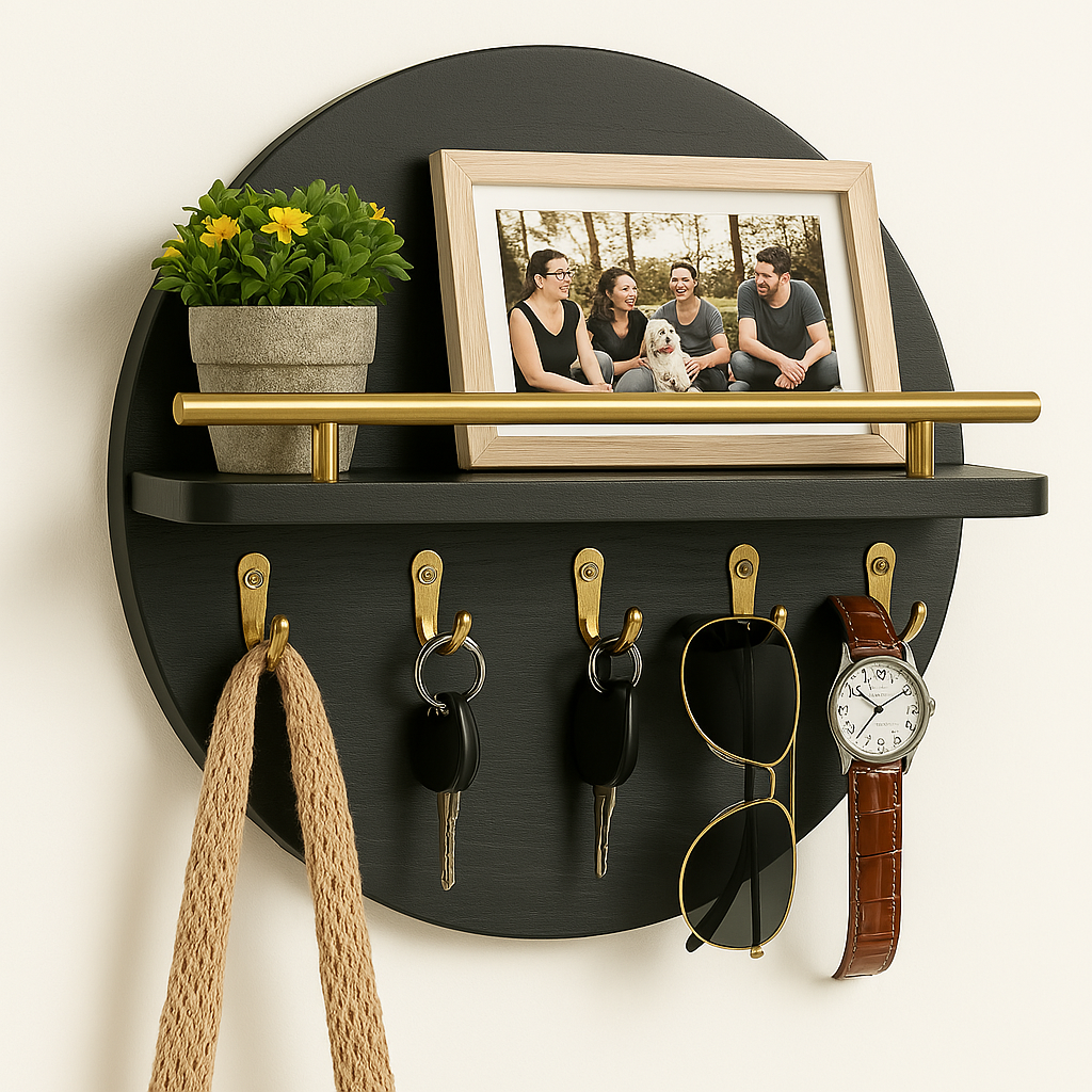 EcoWood™ – Runder Holz-Schlüsselhalter für die Wand | Nachhaltiger Wandorganizer