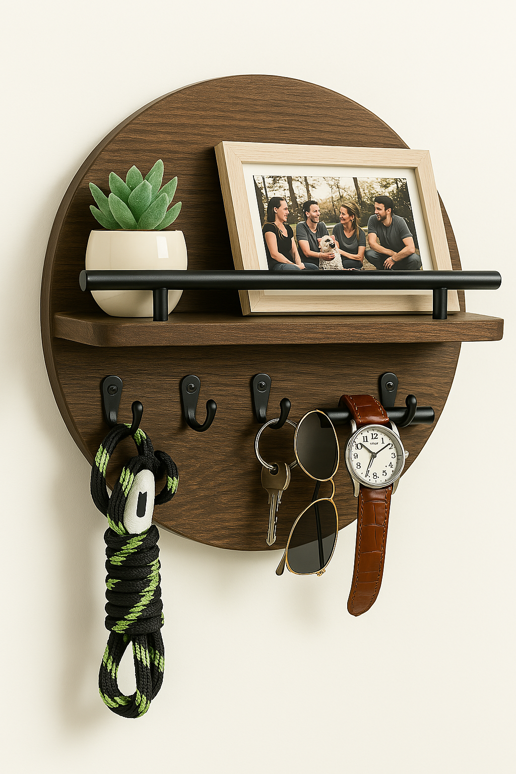 EcoWood™ – Runder Holz-Schlüsselhalter für die Wand | Nachhaltiger Wandorganizer