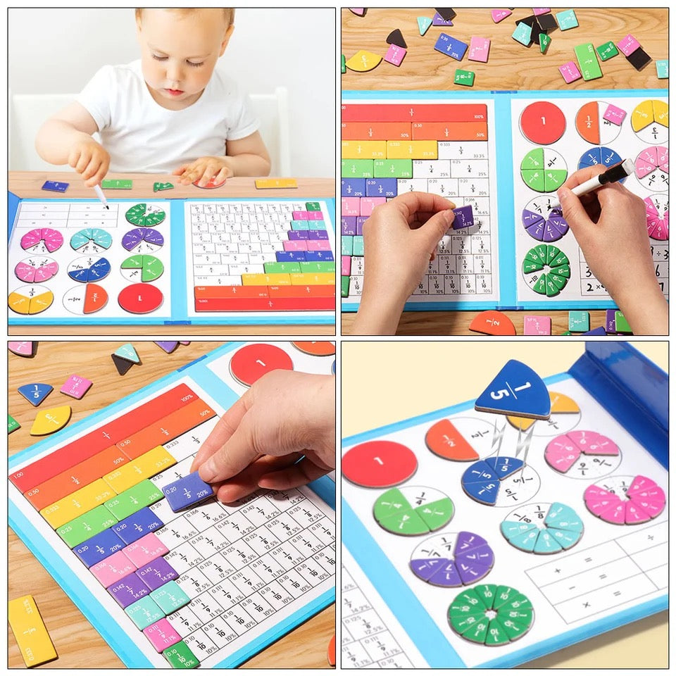EduMagnet™ Magnetisches Bruchrechen-Lernboard – Farbenfrohes Mathematikspiel für Kinder