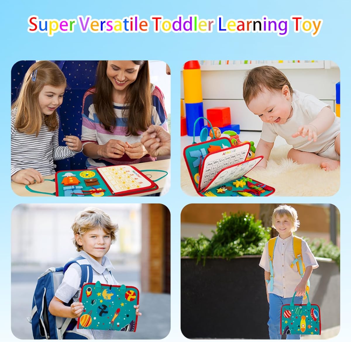 EduPlay™ Interaktives Soft Activity Buch – Lernbuch für Kleinkinder 2–6 Jahre, Motorik & Farben/Numbers/Alphabet