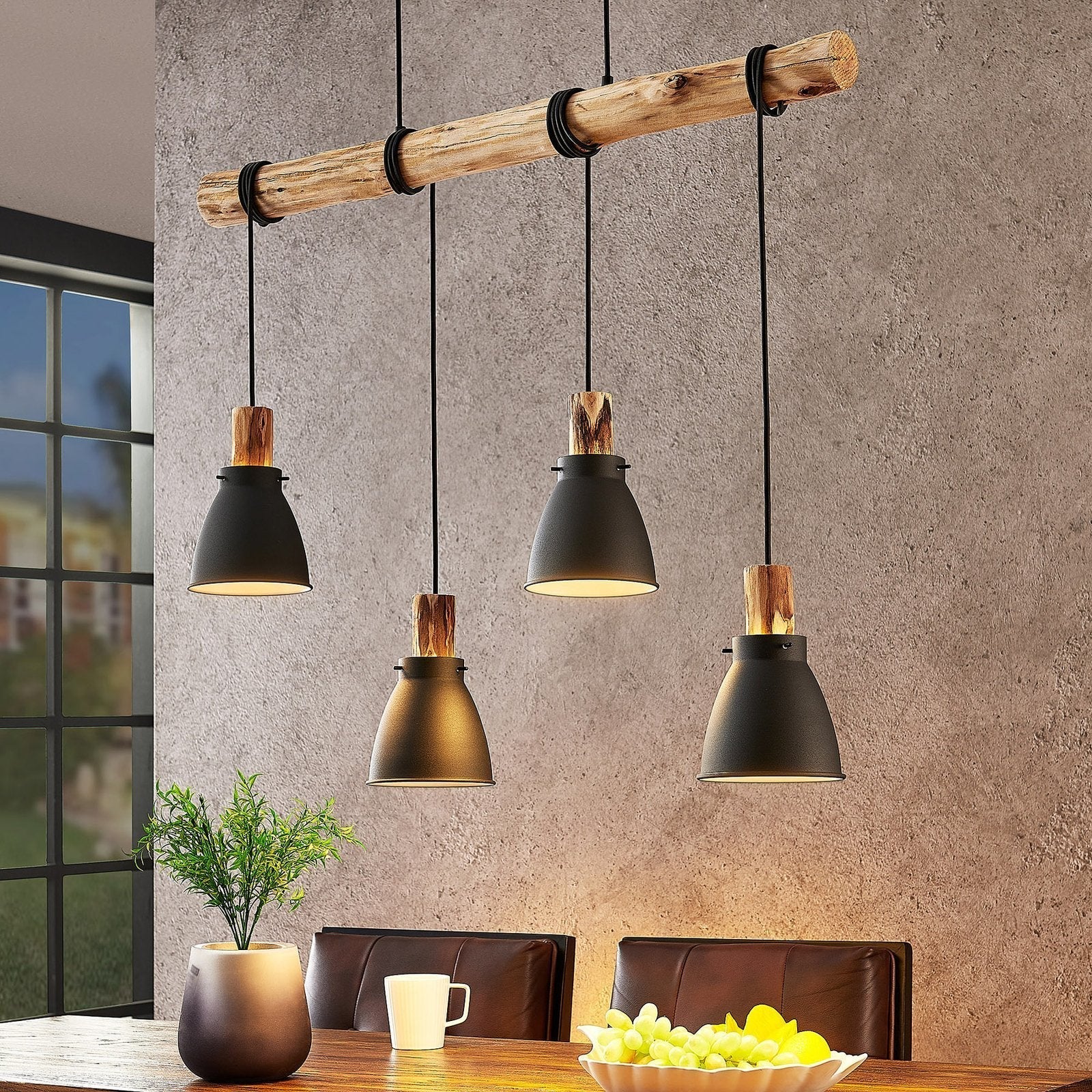 EucalyptusGlow™ – Rustikale Pendelleuchte aus Holz & Metall für Esszimmer & Küche