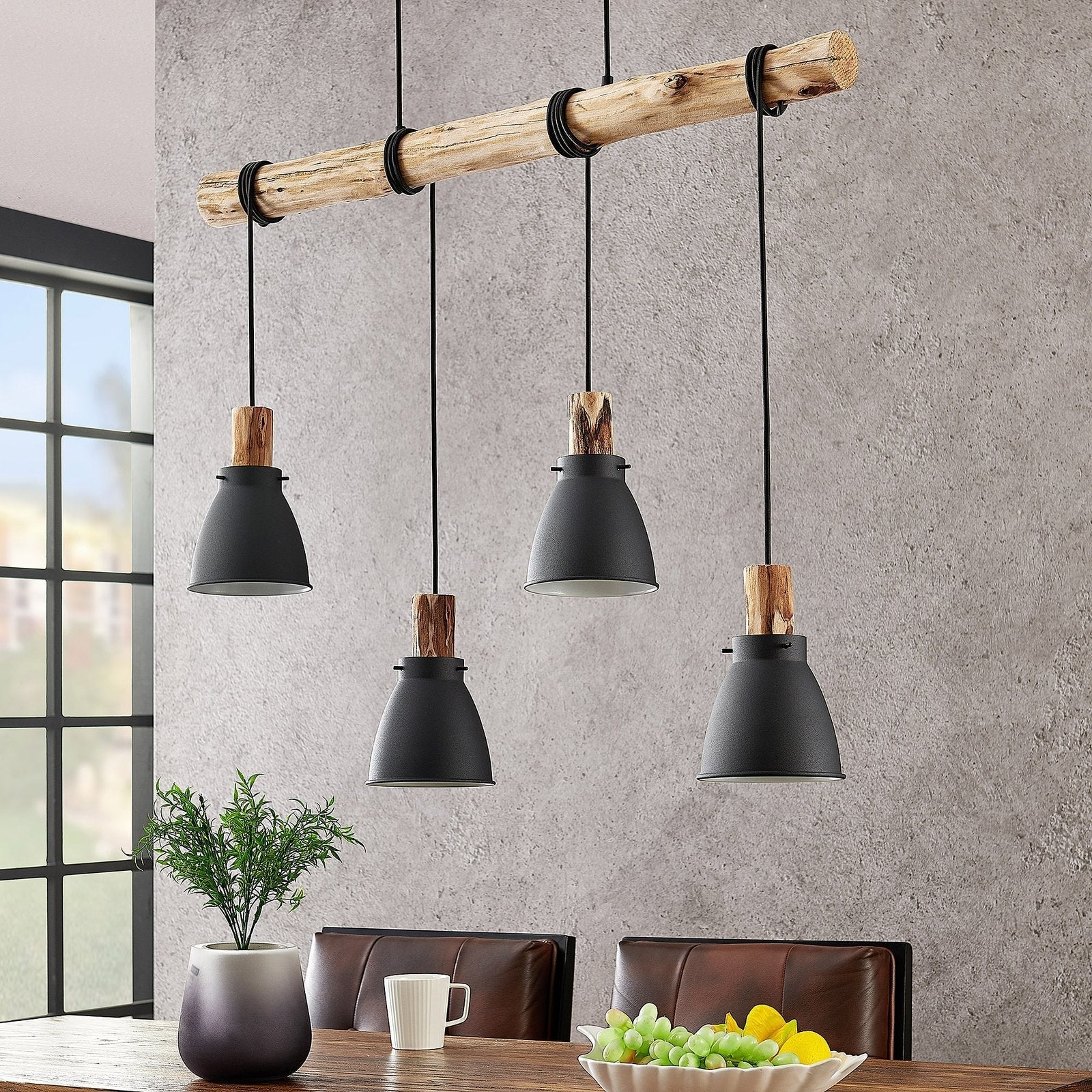 EucalyptusGlow™ – Rustikale Pendelleuchte aus Holz & Metall für Esszimmer & Küche