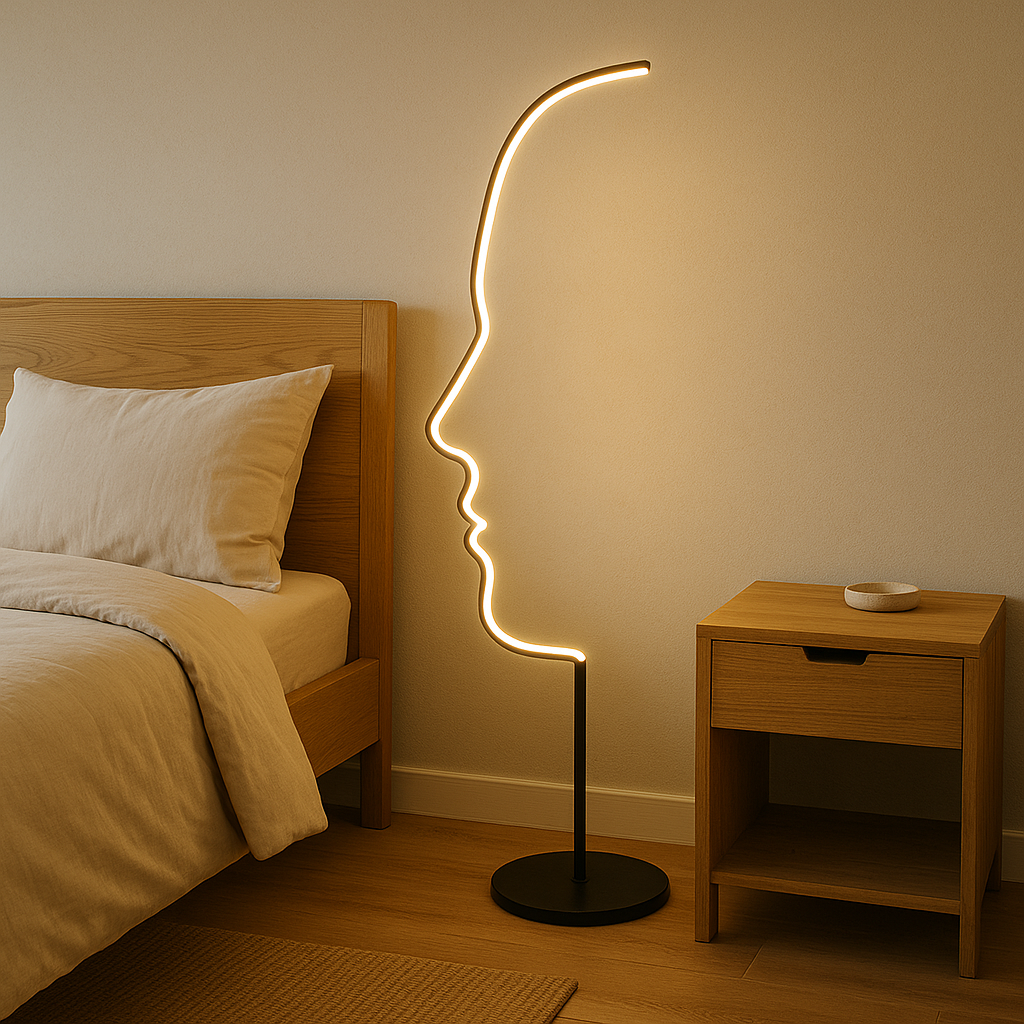 Lumeth™ Modern Design Face Floor Lamp – Künstlerische Design-Stehlampe mit warmem LED-Licht