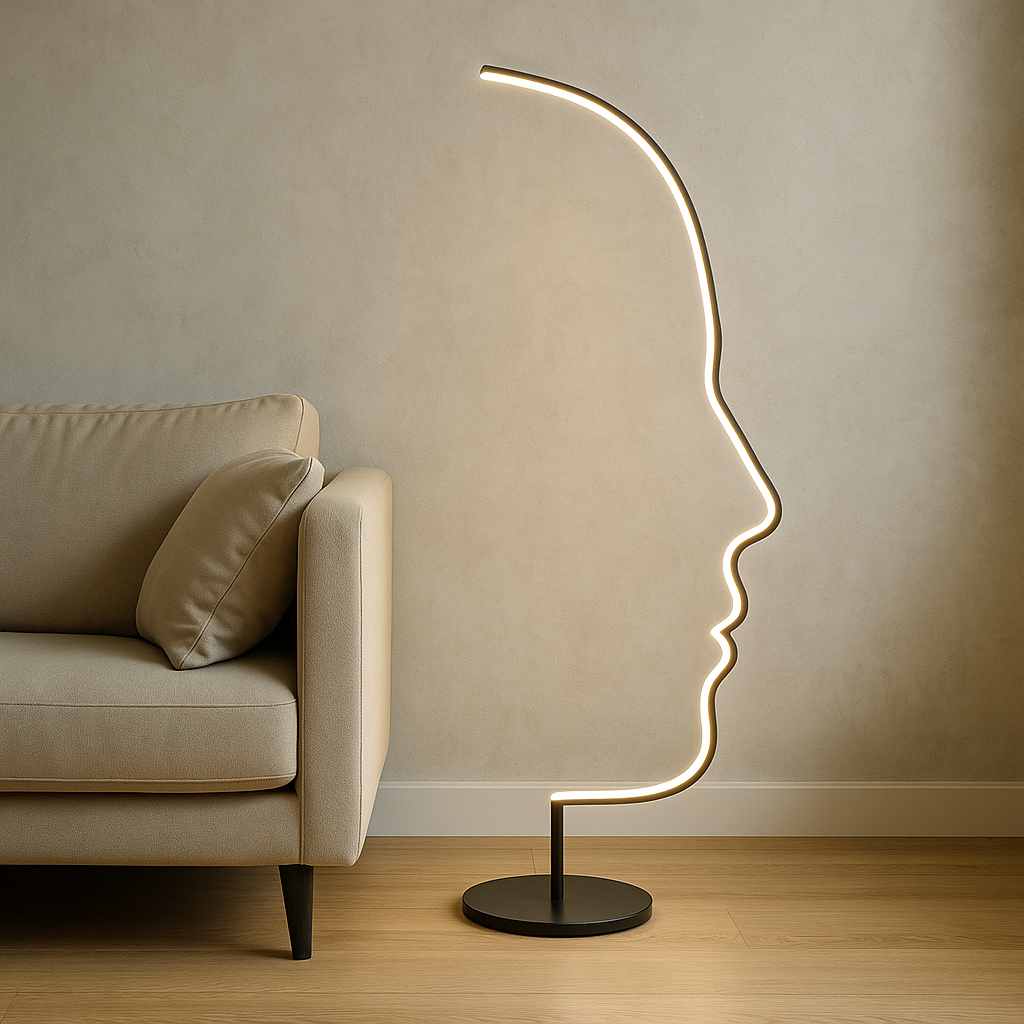 Lumeth™ Modern Design Face Floor Lamp – Künstlerische Design-Stehlampe mit warmem LED-Licht